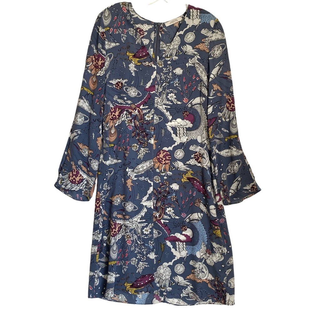 Dorothee Schumacher Dress M Blue Knee V-neck Length Whimsycal Party Designers